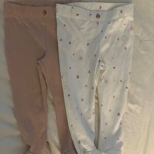 Petit Maison NWOT 2-Pack Footed Pants | Dusty Rose & Print | 6-9M